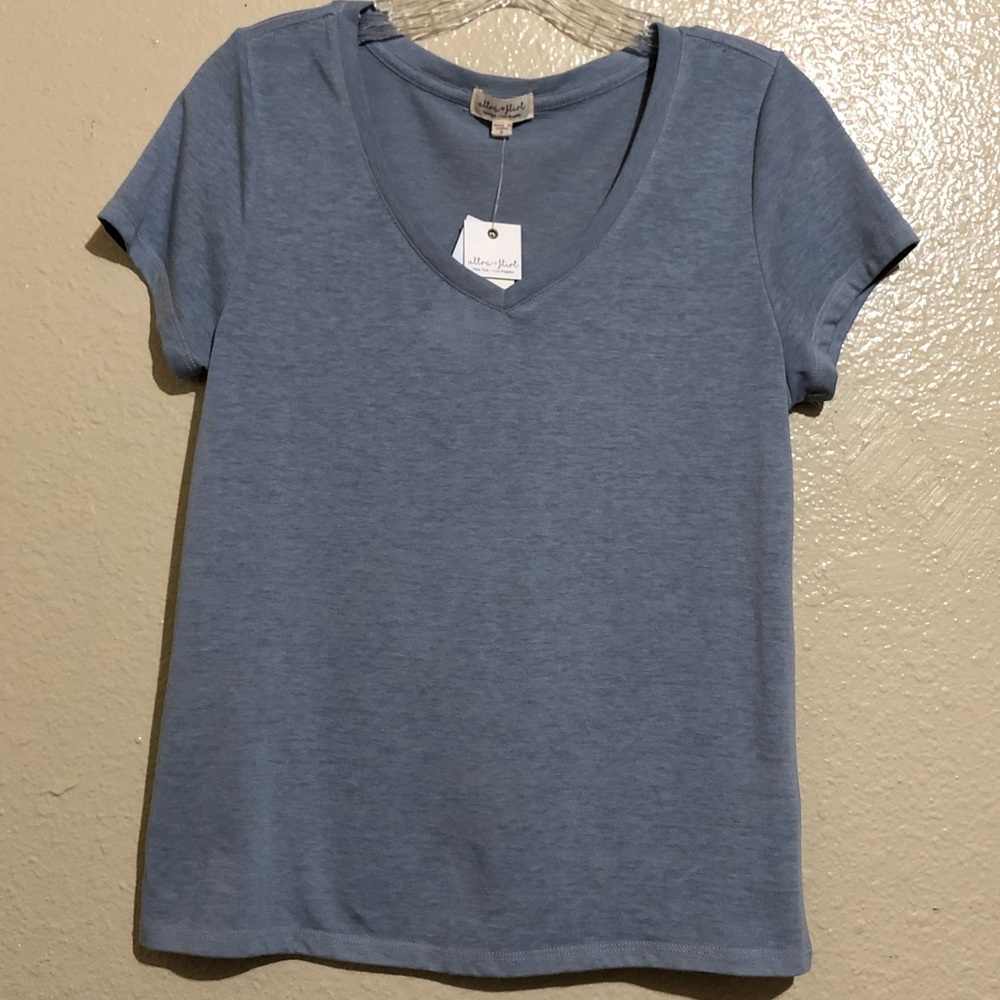 Ultra Flirt Basic Tee Shirt Top  Blue Size Small